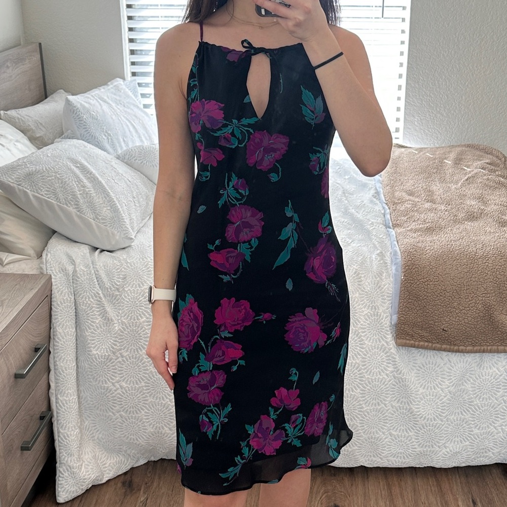 Vintage express floral knee length dress (lined) size 3/4